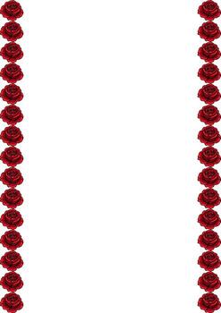 A decorative border featuring red roses on a white background, creating a romantic and elegant frame for text or images. vector