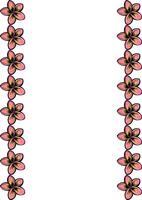 A decorative border featuring pink flowers with black outlines on a white background. The flowers are arranged vertically along both sides, creating a symmetrical design. vector