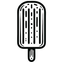 A simple, hand-drawn illustration of a popsicle with a stick, featuring vertical lines and dots for texture. vector