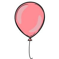A simple illustration of a pink balloon with a glossy finish and a string attached. vector