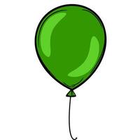 A single green balloon with a glossy finish and a string attached, floating against a white background. vector