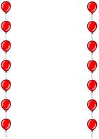A vertical arrangement of red balloons on a white background, creating a festive border effect. vector
