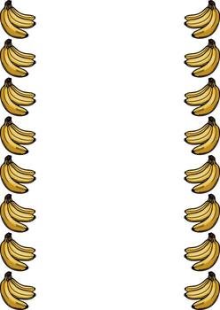 un vertical arreglo de estilo de dibujos animados bananas en un blanco fondo, creando un juguetón frontera efecto. vector