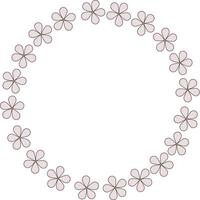 A circular arrangement of delicate flowers with pale pink petals and green centers, creating a soft and elegant floral frame. vector