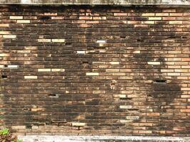 A brick wall with holes in it photo