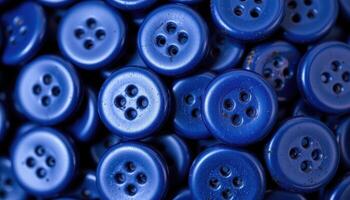 close up view of bachelor's buttons clustered tightly in vibrant cobalt blue. photo