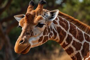 A giraffe with a brown and white face photo