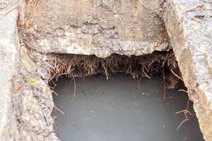 A hole in the ground with water in it photo