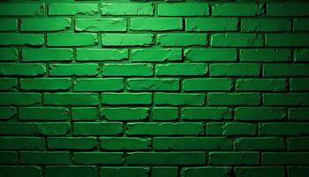 Green Brick Wall Texture Under Spotlight, Abstract Background for Decoration photo