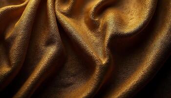 Draped Golden Fabric Close Up with Rich Texture and Soft Light photo