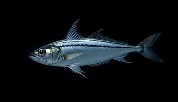 Isolated Mackerel Scad Fish Swimming in Dark Water with Silver Scales photo