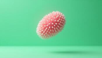 Floating Pink Spiky Object on Green Background with Soft Shadow photo