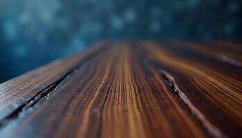 Close-up of Natural Wooden Table with Grain Texture for Background photo