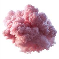 A pink cloud of smoke is shown on a white background photo