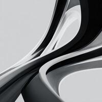 A black and white abstract design with curved lines photo