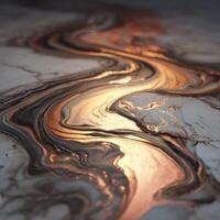 A close up of a flowing liquid with gold and black paint photo