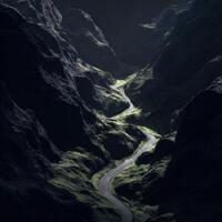 A winding road in the mountains photo