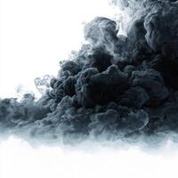 Black smoke cloud on white background photo