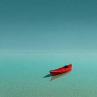 A red boat floating in the water photo