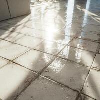 A tiled floor with blood on it photo
