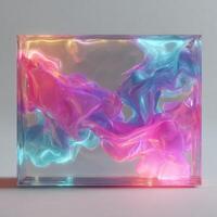 A glass box with colorful liquid inside photo