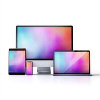 Three different devices with colorful screens photo