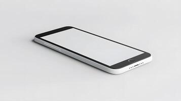 An iphone with a blank screen on a white surface photo