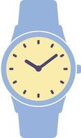 Minimalist wristwatch with blue strap and beige dial showing time in clean design vector