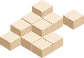 Isometric beige 3d cubes stacked in geometric abstract pattern design illustration vector