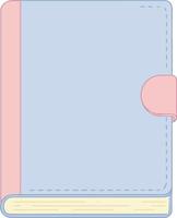 Closed pastel blue and pink notebook with clasp on white background minimal stationary item vector