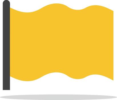 Yellow flag waving icon simple design with shadow isolated on white background vector