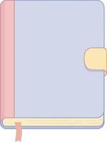 Pastel blue and pink closed notebook with bookmark and clasp in minimal style vector