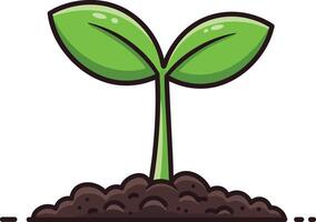 Green plant seedling sprouting from soil growth concept illustration for nature and environment design vector