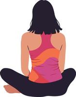 Woman practicing seated yoga meditation pose in bright clothes on white background calm and focused vector
