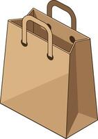Brown paper shopping bag with handles simple shopping concept design isolated on white background vector