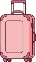 Pink suitcase with wheels and handle for travel and vacation packing essentials design vector