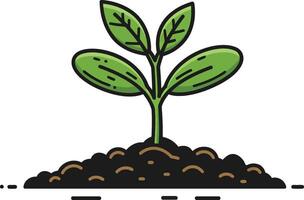 Young green plant growing from soil graphic symbol of growth and nature environment illustration vector