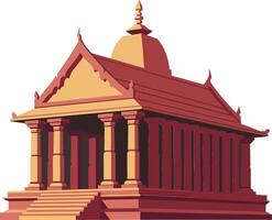 Ancient temple architectural structure with classical columns and stepped entrance in warm light vector