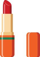 Red lipstick tube with orange case isolated on white background illustration for beauty and cosmetic design vector