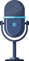 Retro style microphone icon design with blue and dark colors for audio recording and broadcasting purposes vector