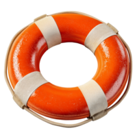 Bright orange life preserver ring equipment for safety at the beach area isolated on transprint background png