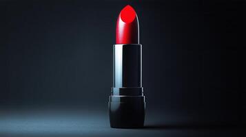 Vibrant Red Lipstick on Display in a Dark Setting Showcasing Beauty and Glamour photo