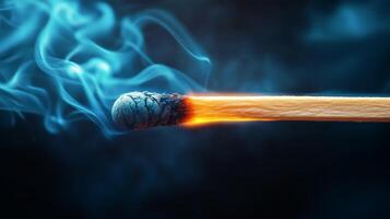 Flame Igniting From a Matchstick Creates a Dynamic Visual Display in Dark Surroundings. photo