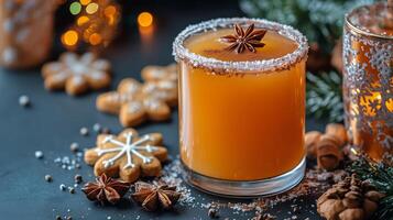 Festive drink with cinnamon star anise photo