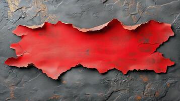 Torn Paper Revealing Vibrant Red Color With Textured Black Background in an Artistic Concept. photo