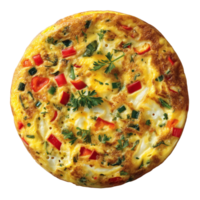 Delicious omelette with peppers and parsley for breakfast or brunch isolated on transprint background png