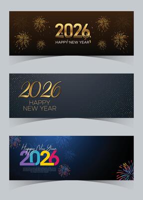 Premium 2026 Business New Year Banner with Futuristic Background and Bold Text