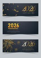 2026 Happy New Year banners vector