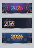 Happy New Year 2026 fireworks celebration vector