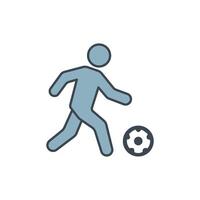 An icon of a soccer player in motion, dribbling the ball, illustrating skillful ball control. vector